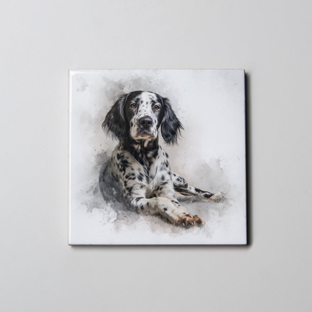 English Setter - Black - Lying HU - Coaster