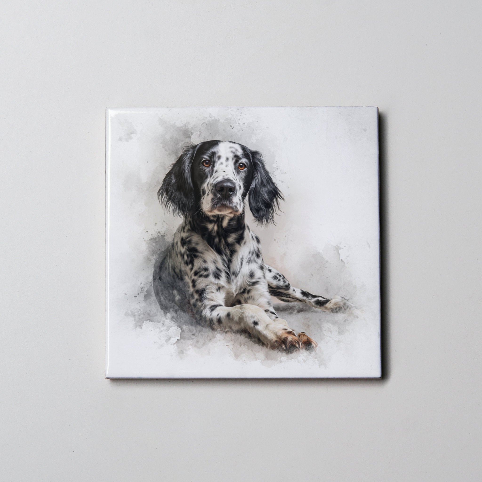 English Setter - Black - Lying HU - Coaster