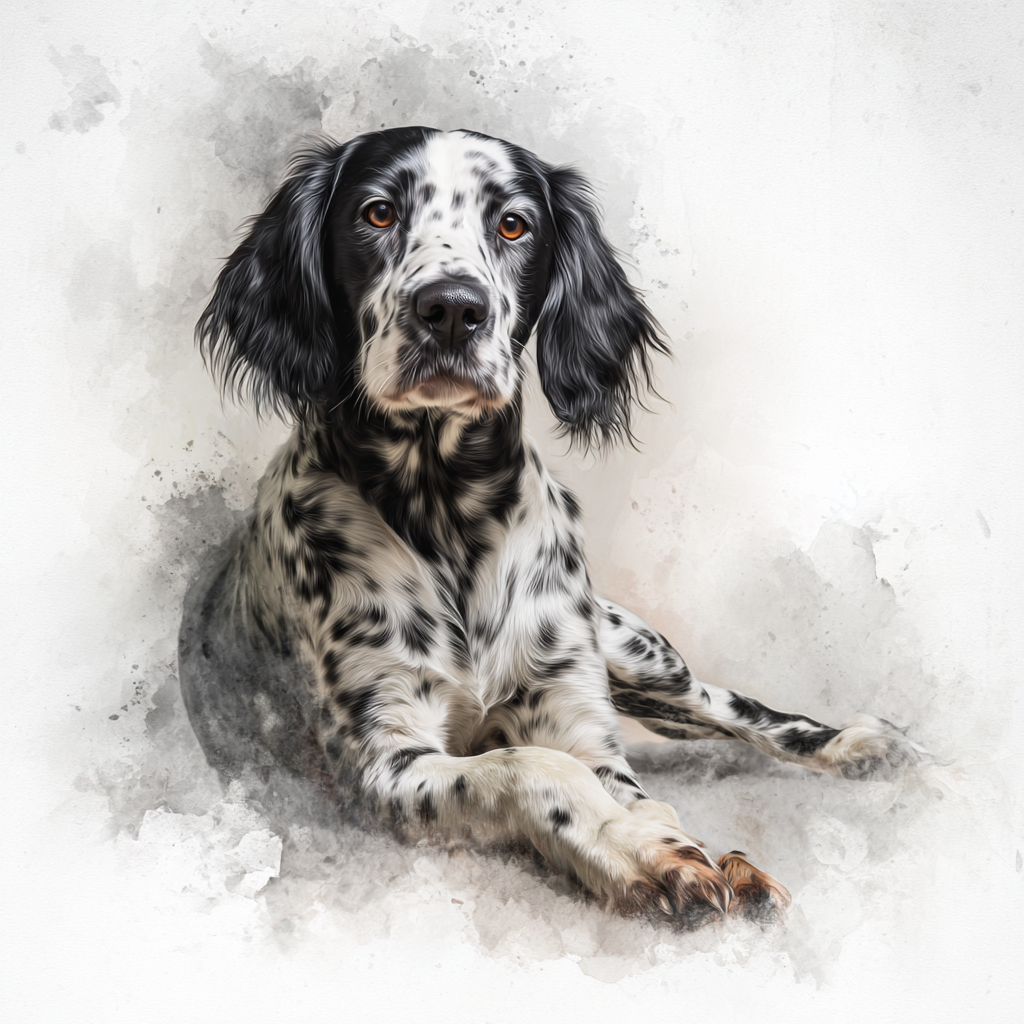 English Setter - Black - Lying HU - Coaster