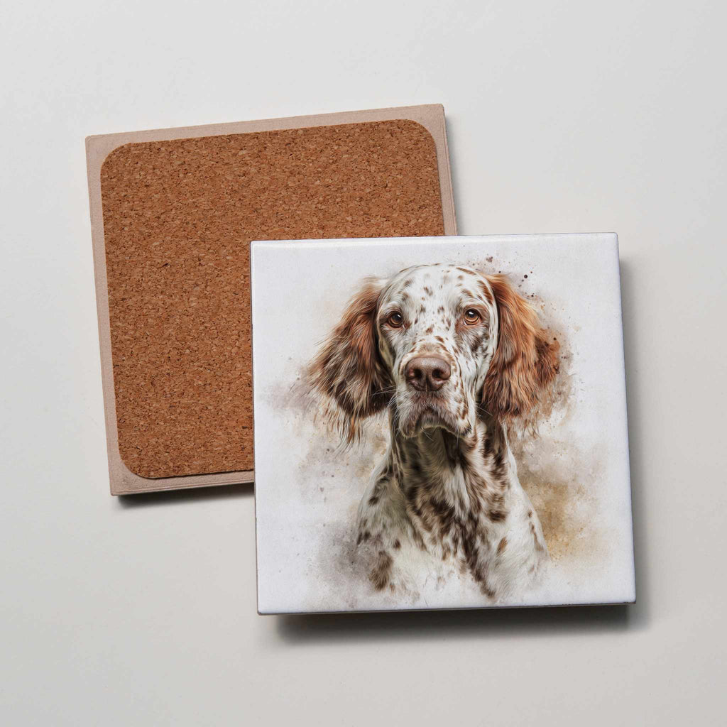 English Setter Tan - Portrait - Coaster