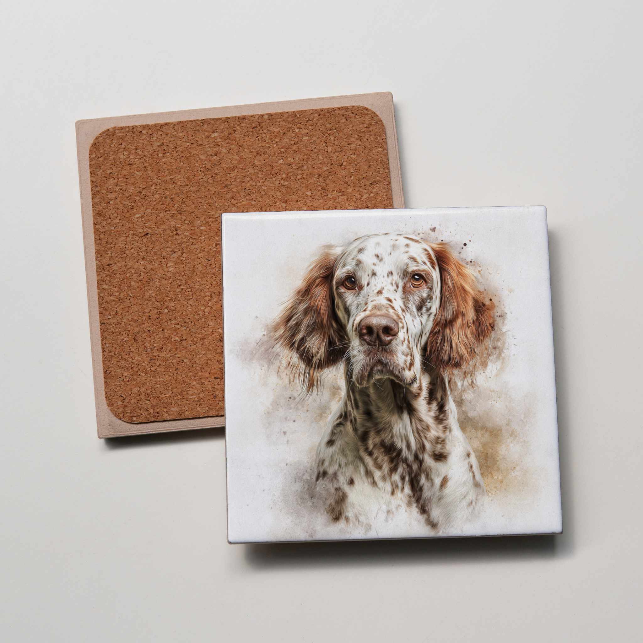 English Setter Tan - Portrait - Coaster