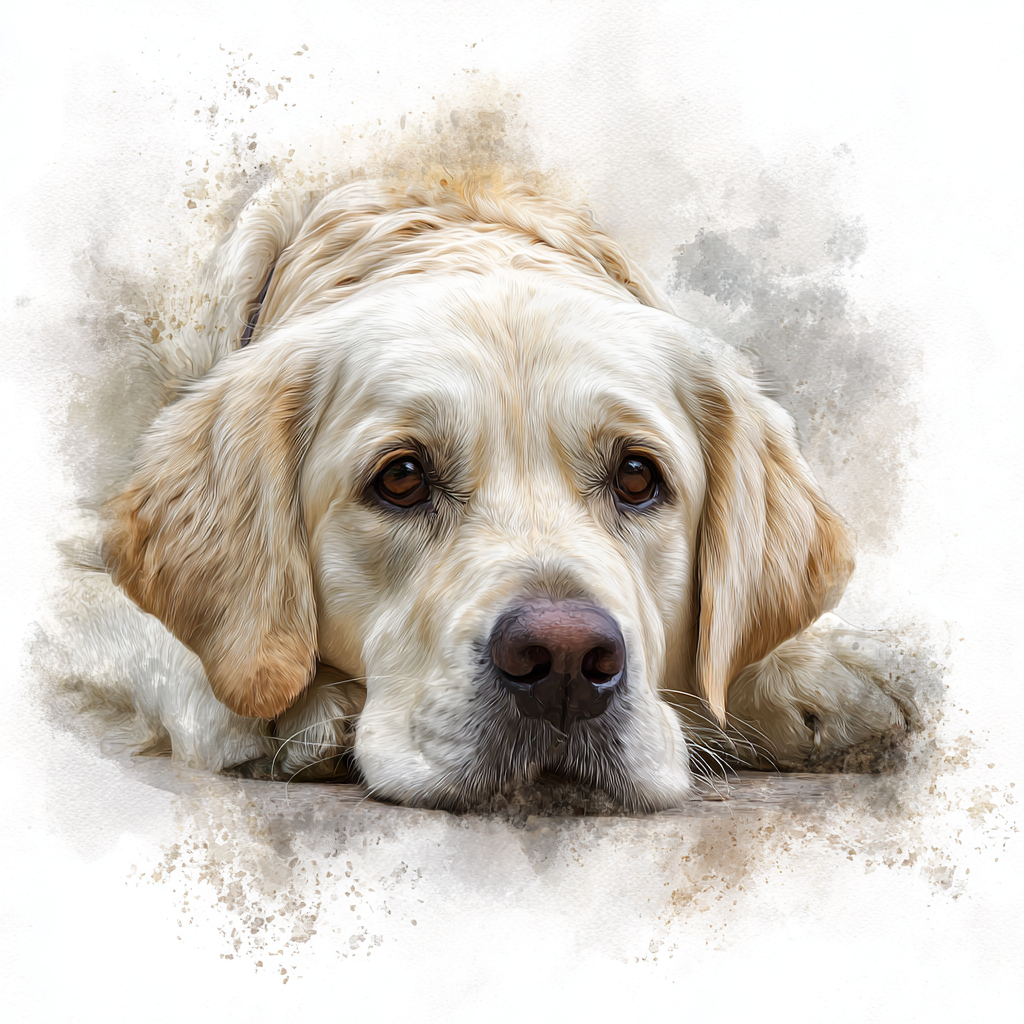 Golden Retriever - White - Lying HD - Coaster