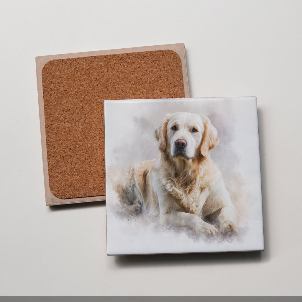 Golden Retriever - White - Lying HU - Coaster