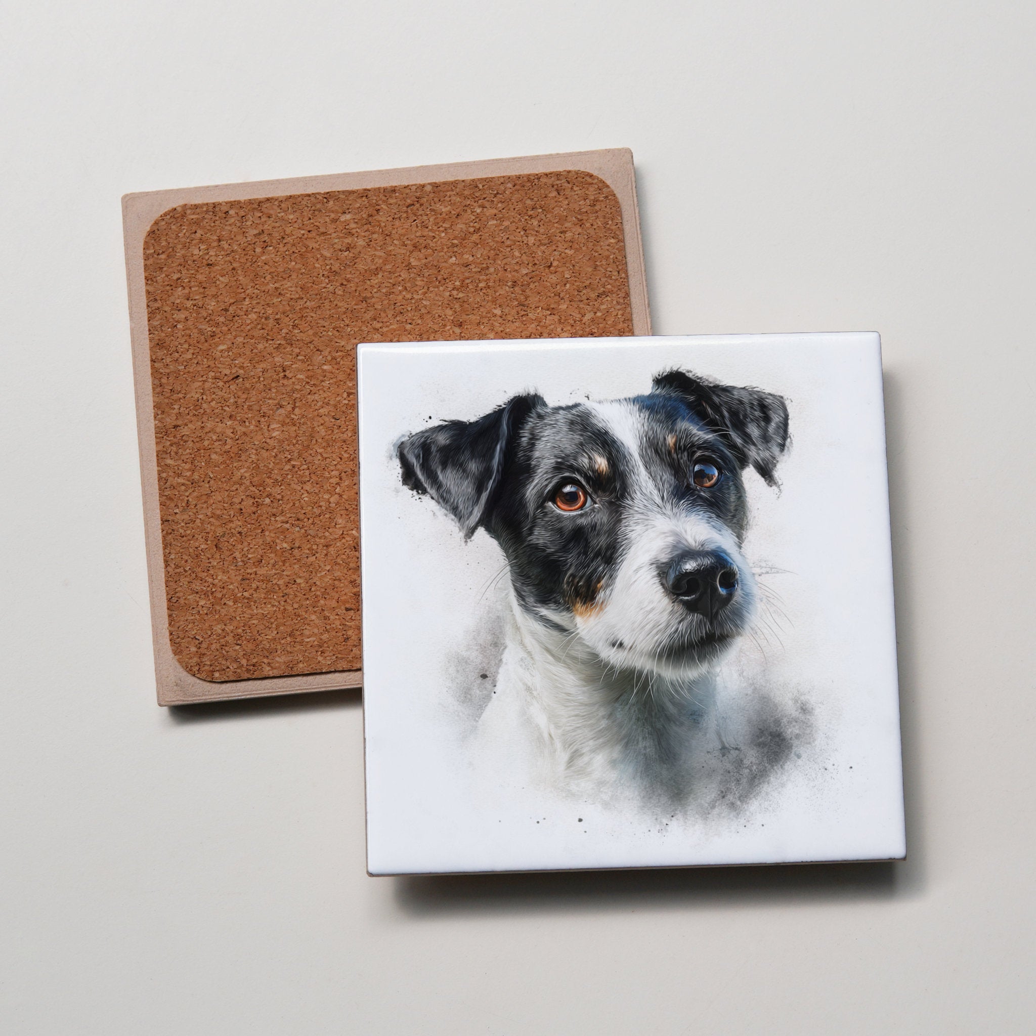 Jack Russell - BW - Portrait - Coaster