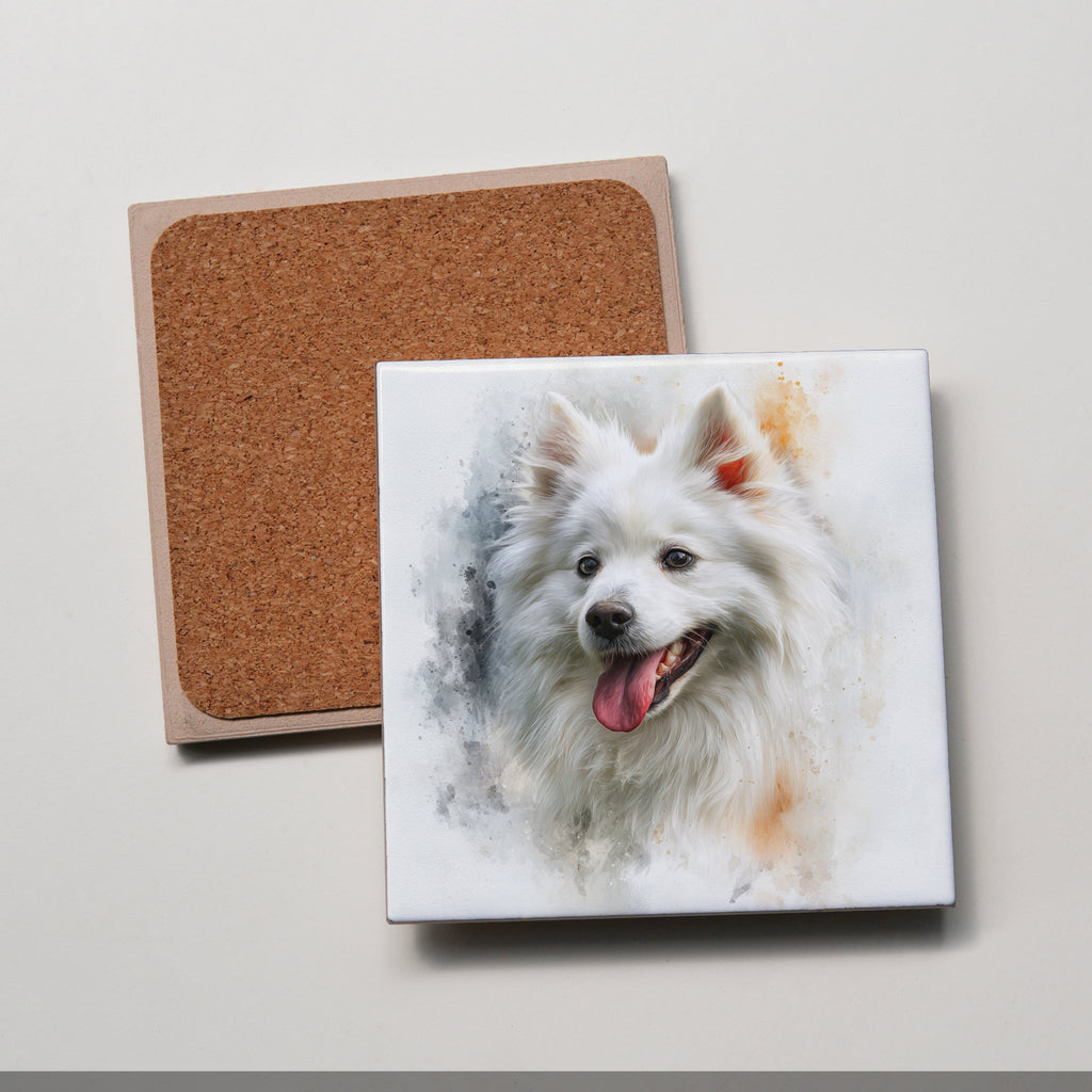 Japanese Spitz - Portrait LL2 - Coaster
