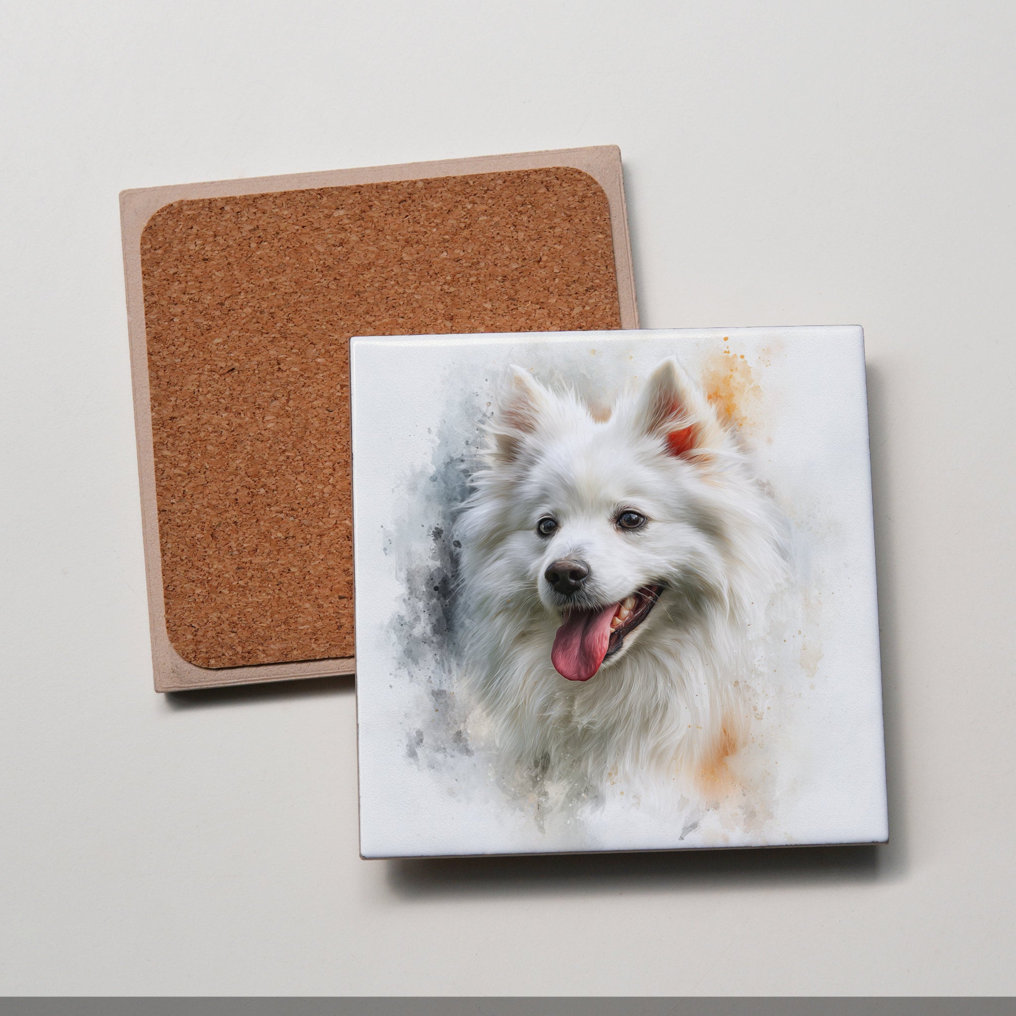 Japanese Spitz - Portrait LL2 - Coaster