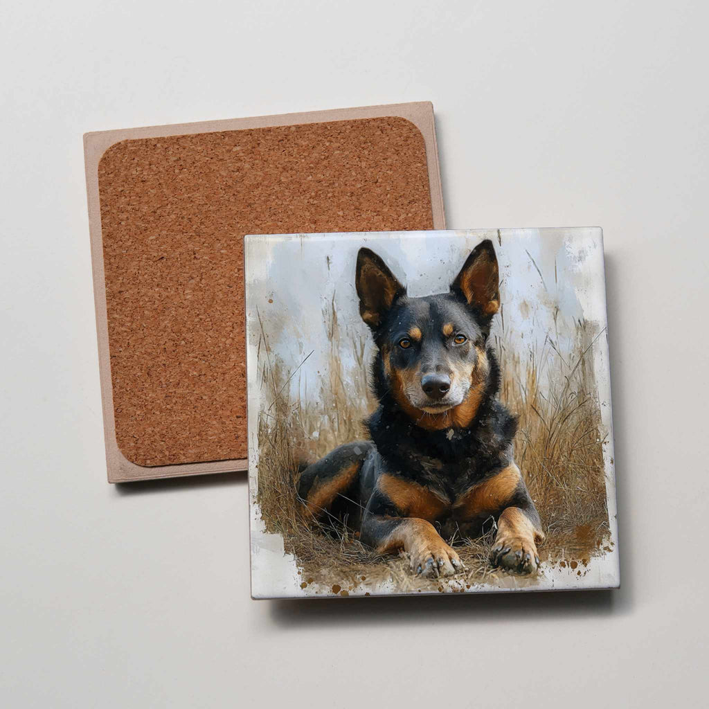 Kelpie - Black & Tan - Lying HU - Coaster