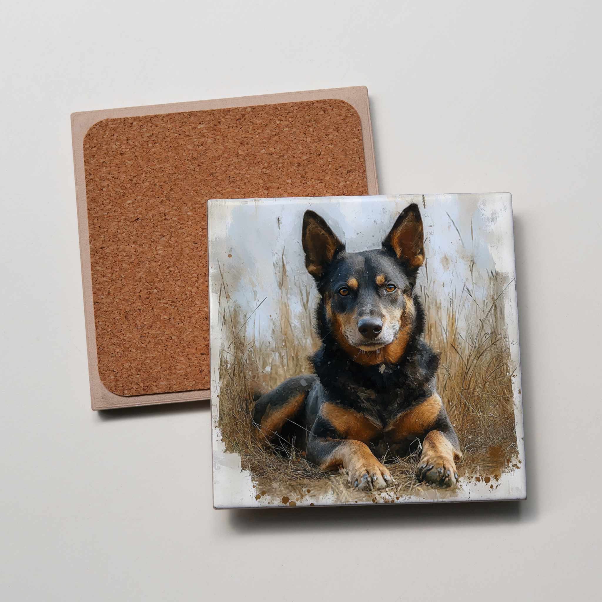 Kelpie - Black & Tan - Lying HU - Coaster