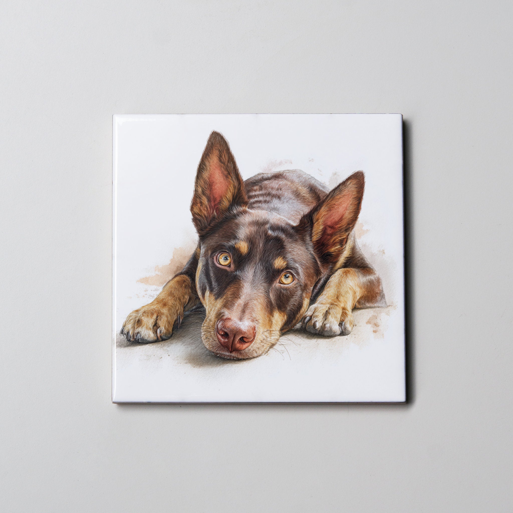 Kelpie - Brown & Tan - Lying HD - Coaster