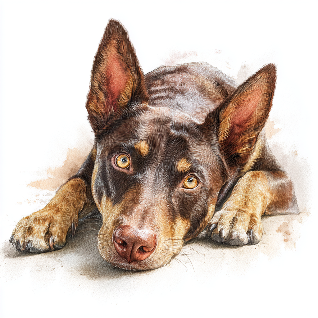 Kelpie - Brown & Tan - Lying HD - Coaster
