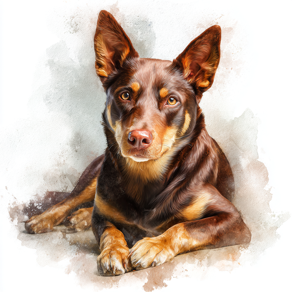 Kelpie - Brown & Tan - Lying HU - Coaster