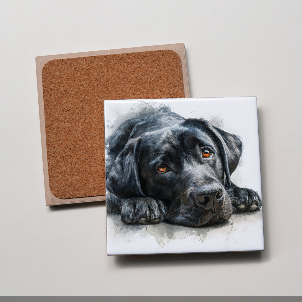 Labrador - Black - Lying HD - Coaster