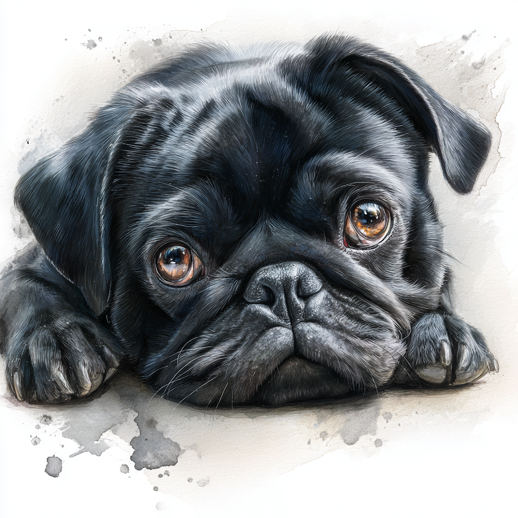 PUG - Black - Lying - Coaster