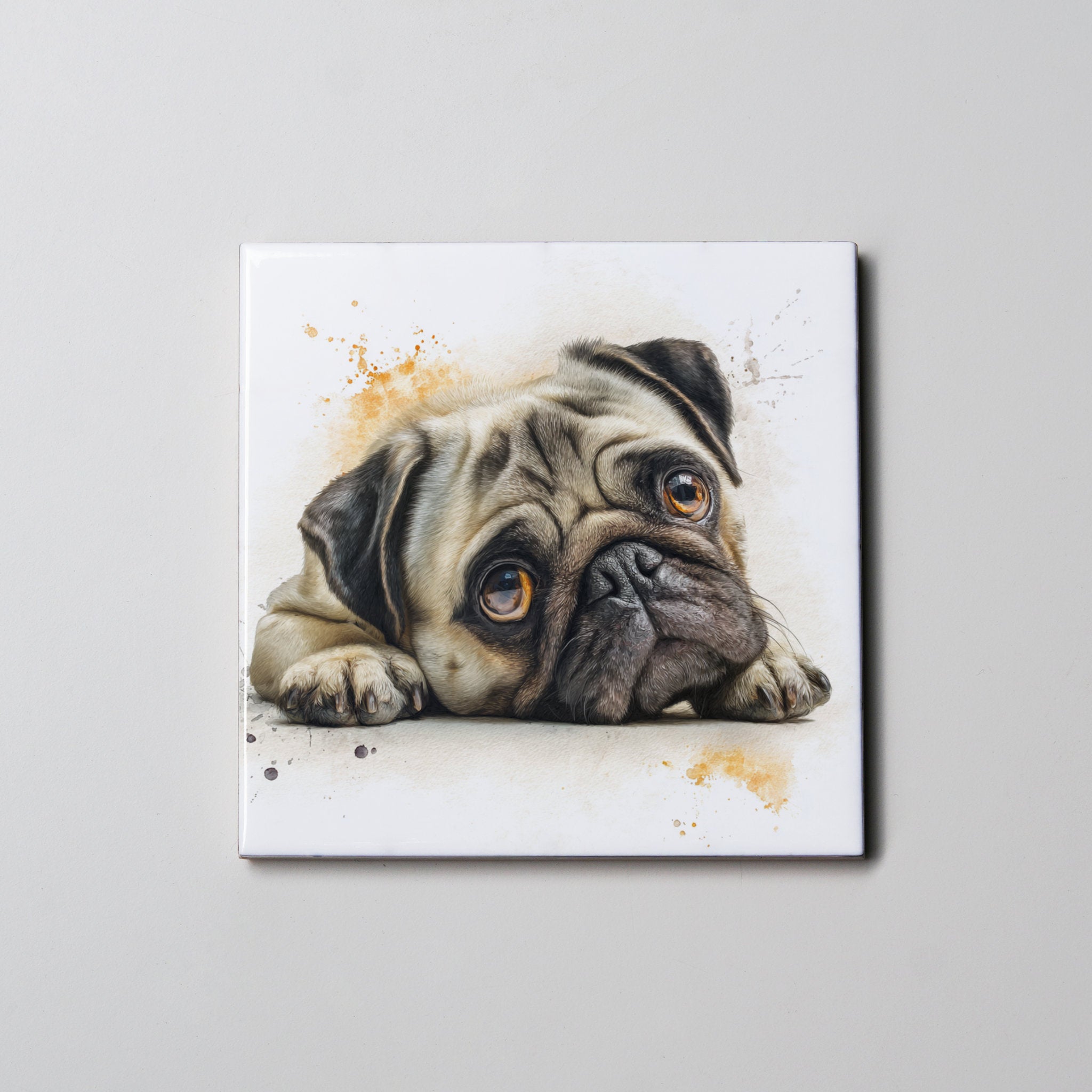 PUG - Tan - Lying Down - Coaster