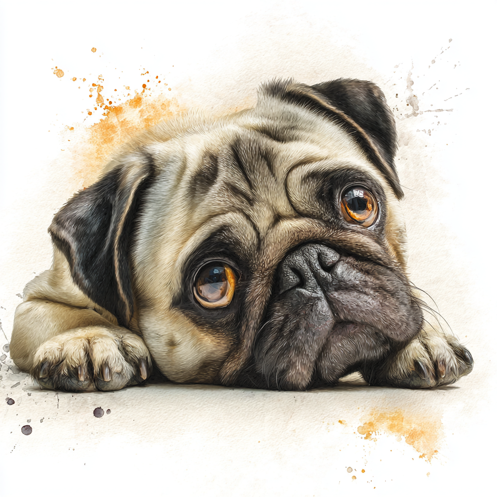 PUG - Tan - Lying Down - Coaster
