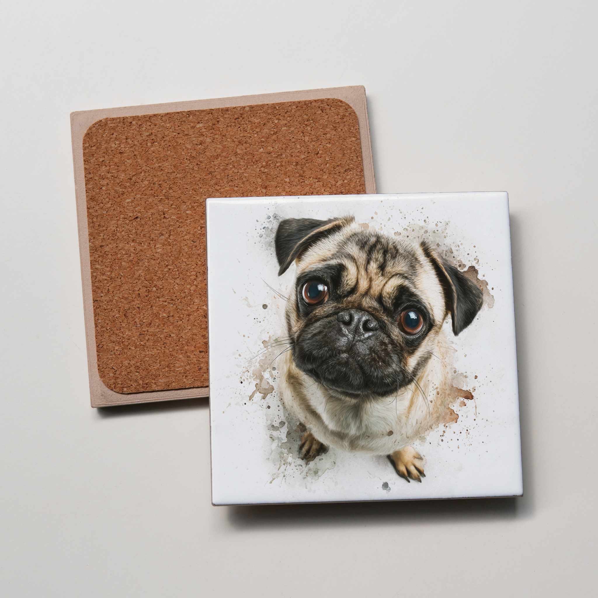 PUG - Tan - Sitting - Coaster