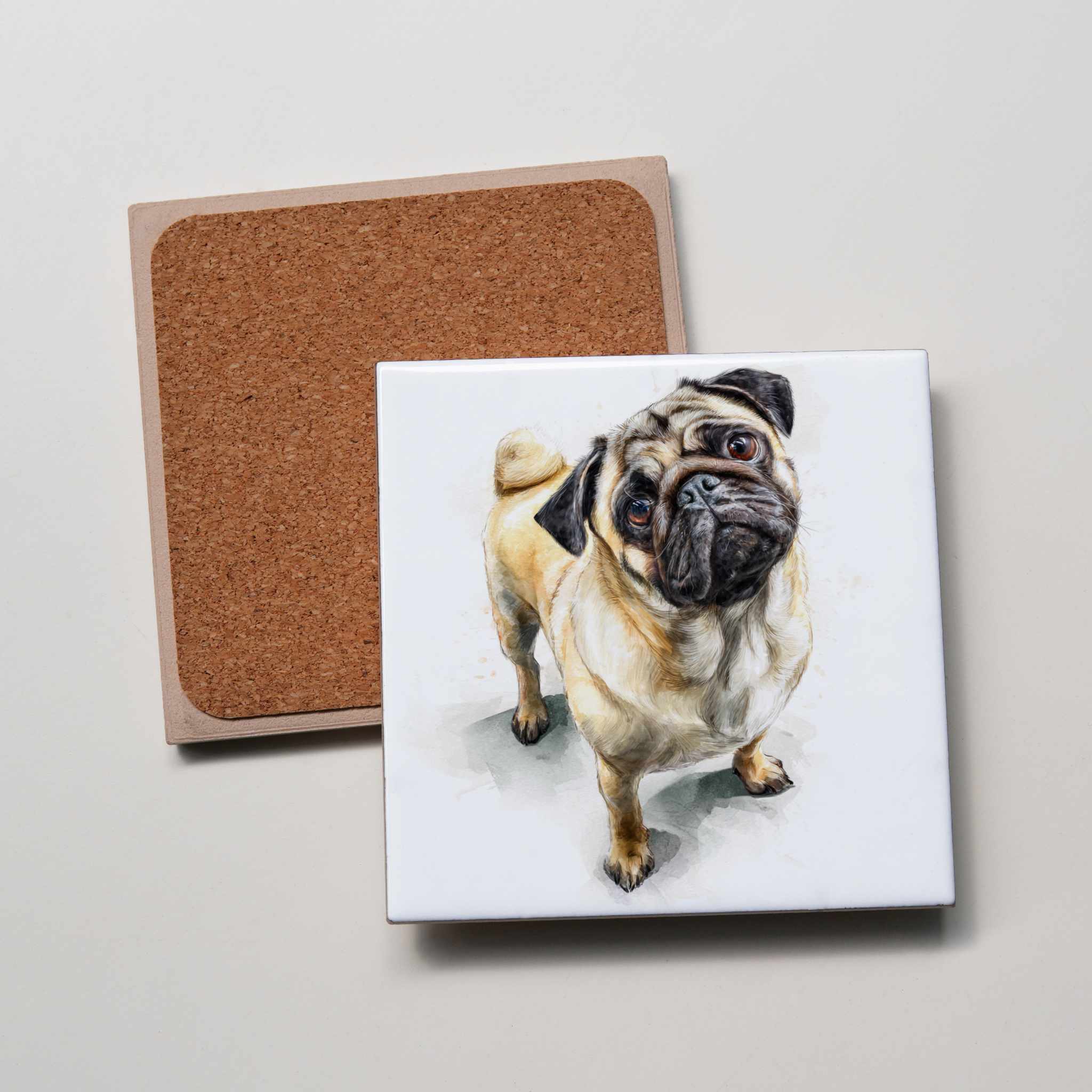 PUG - Tan - Standing - Coaster