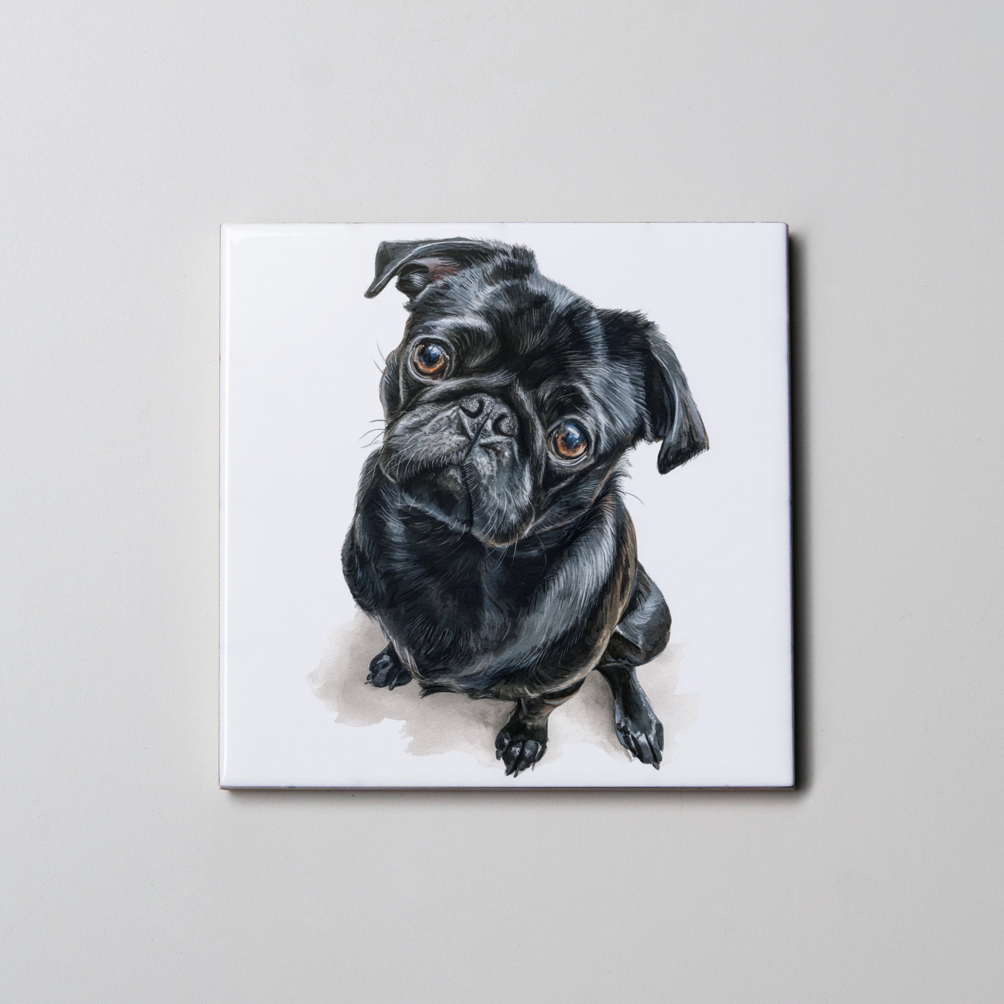 PUG - black - Sitting - Coaster