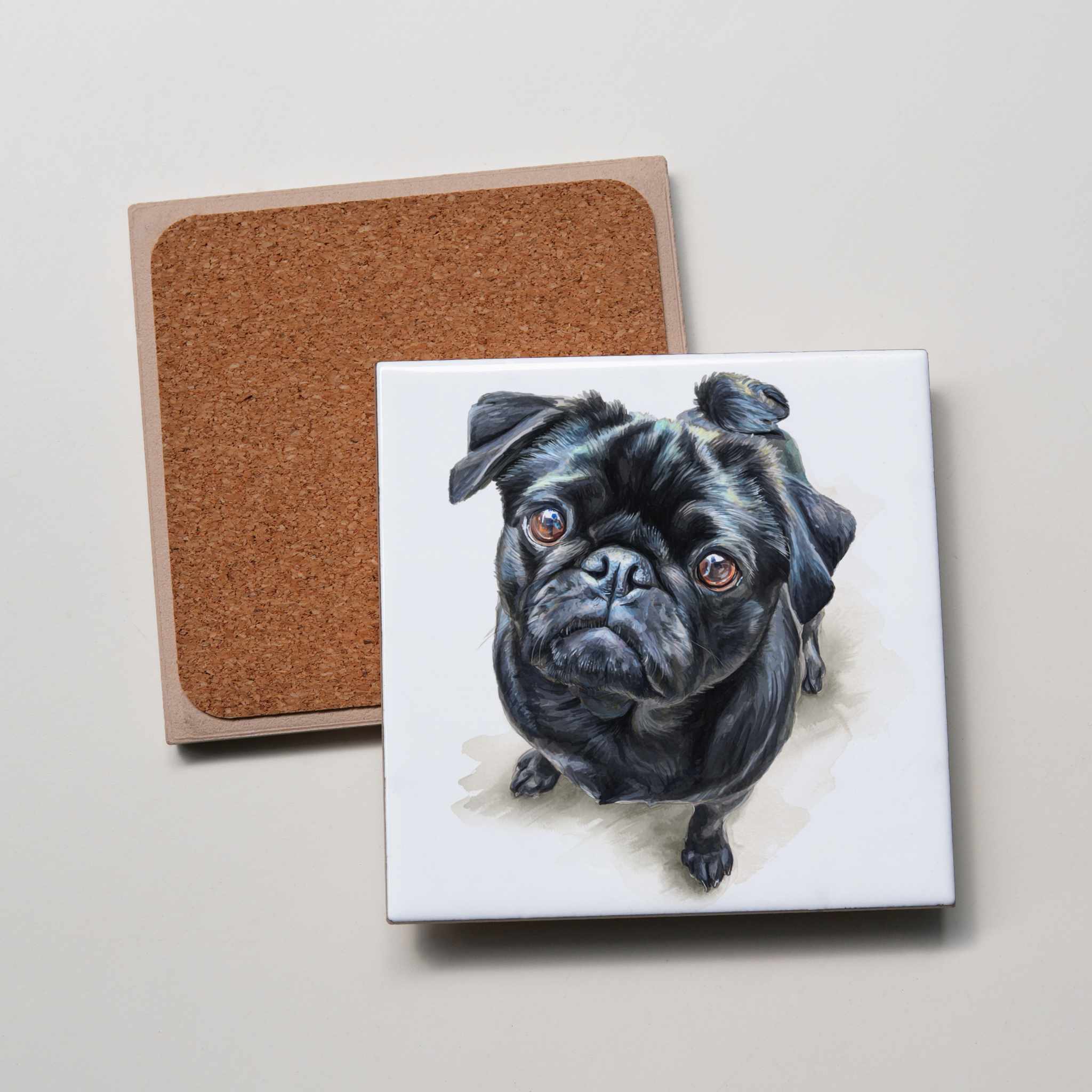 PUG - black - Standing - Coaster