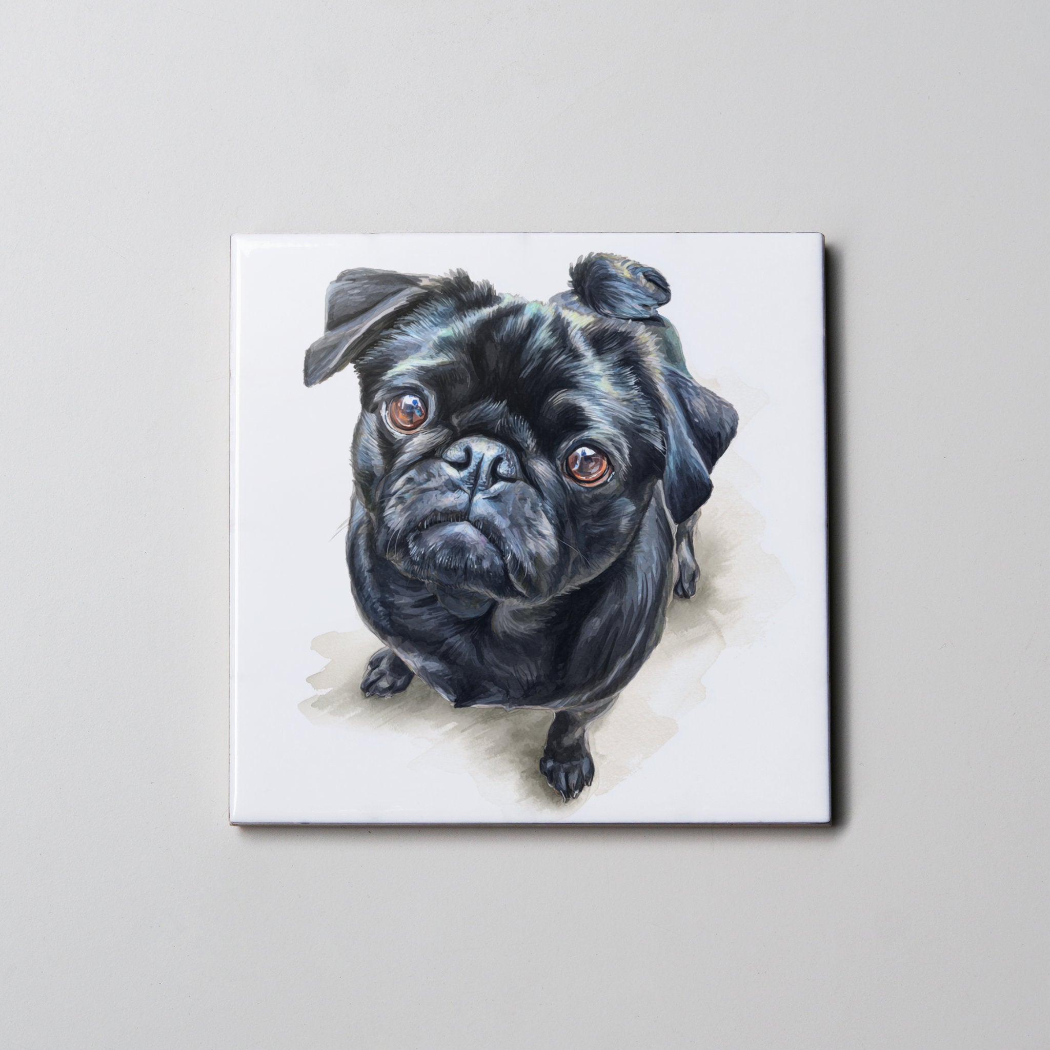 PUG - black - Standing - Coaster
