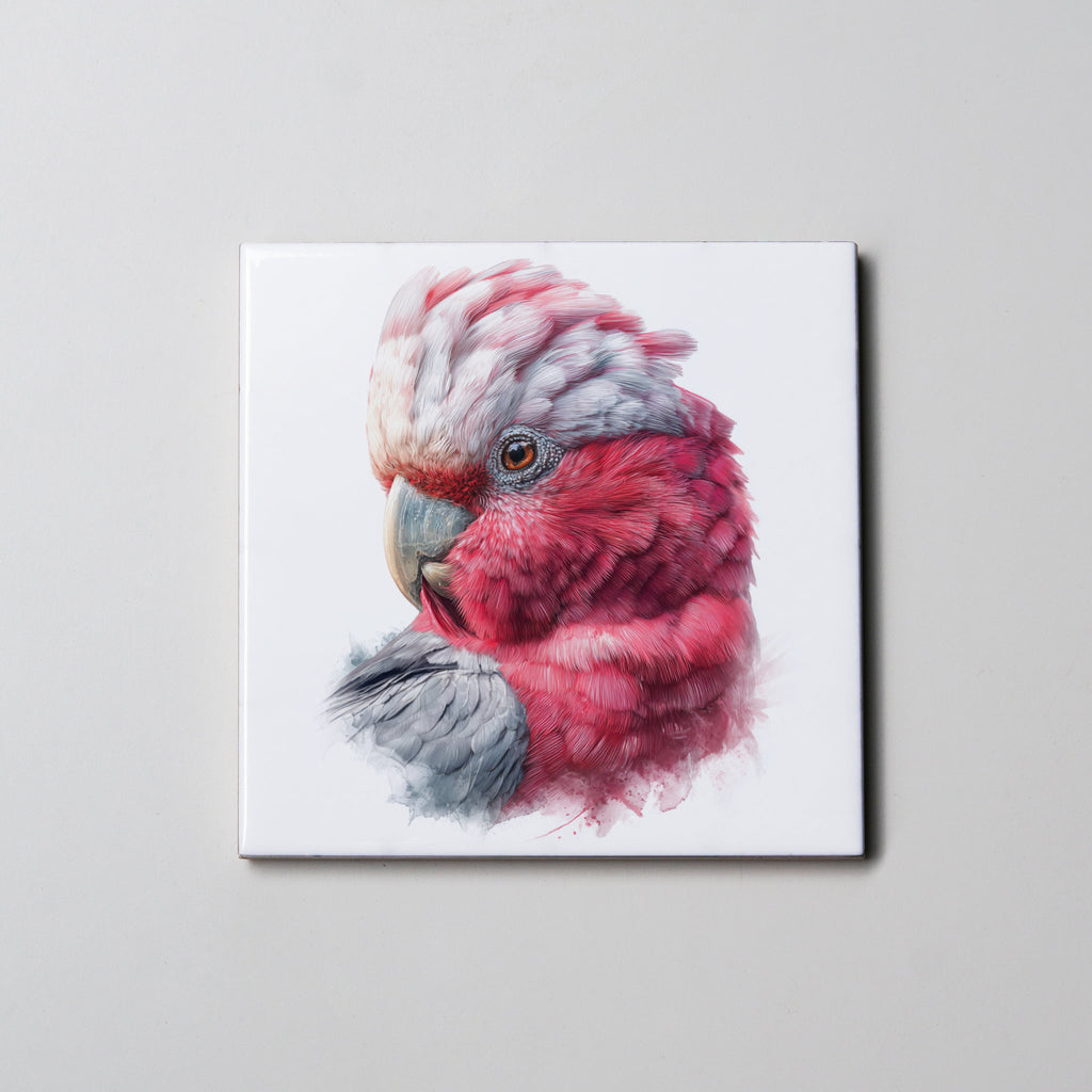 Pink & Grey Galah Portrait - Coaster
