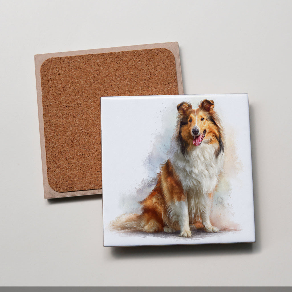Rough Collie - Sitting - Coaster