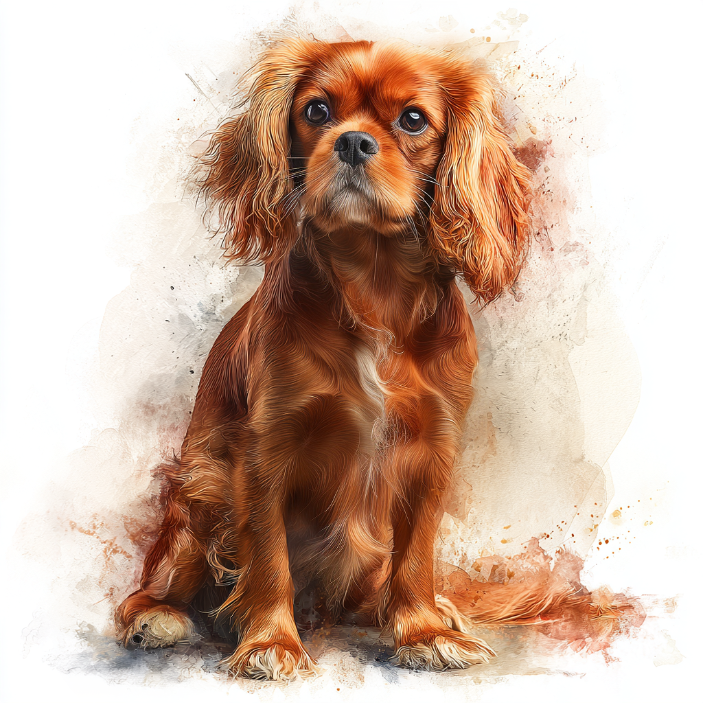 Ruby Cavalier King Charles Spaniel sitting Left - Coaster