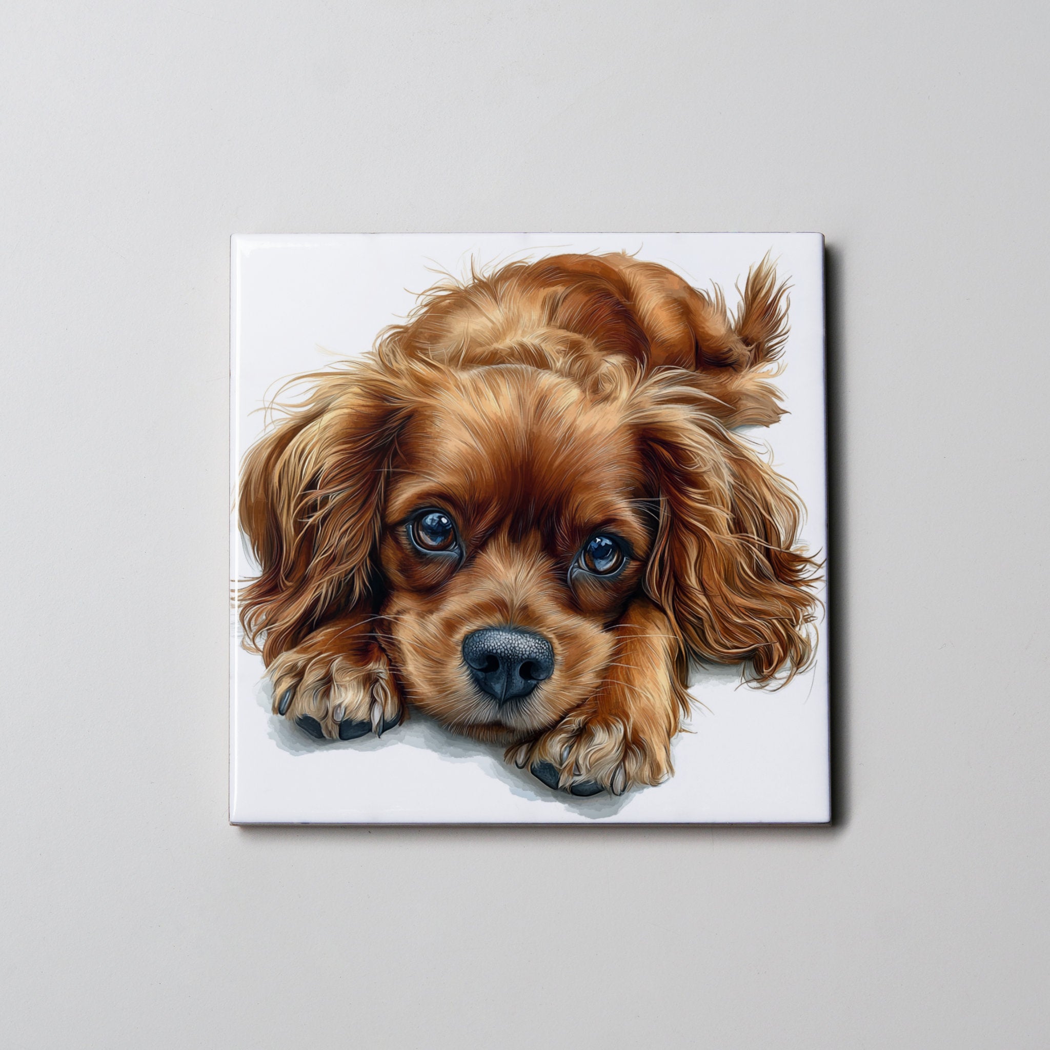 Ruby Cavalier King Charles Spaniel - Lying Down - Coaster
