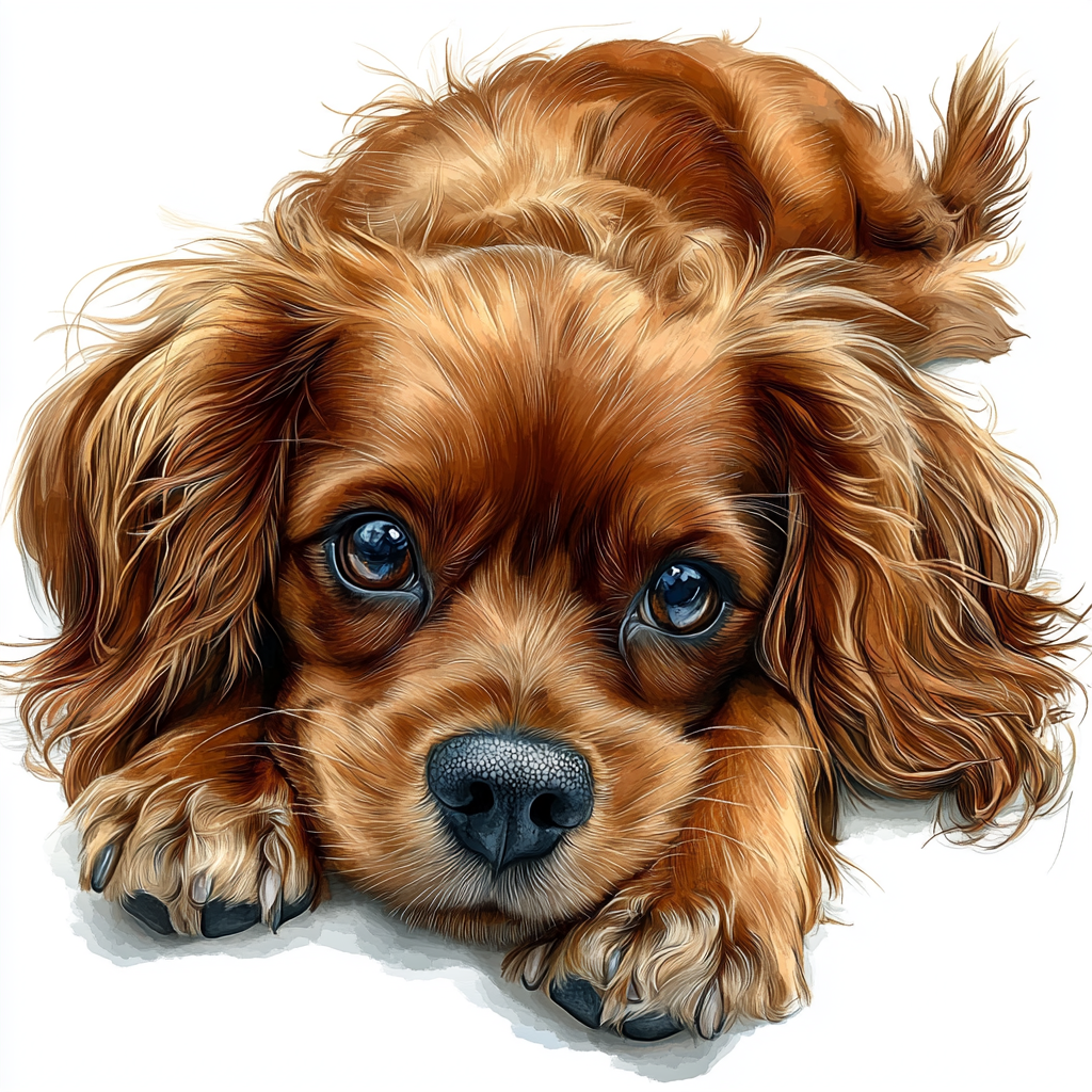 Ruby Cavalier King Charles Spaniel - Lying Down - Coaster