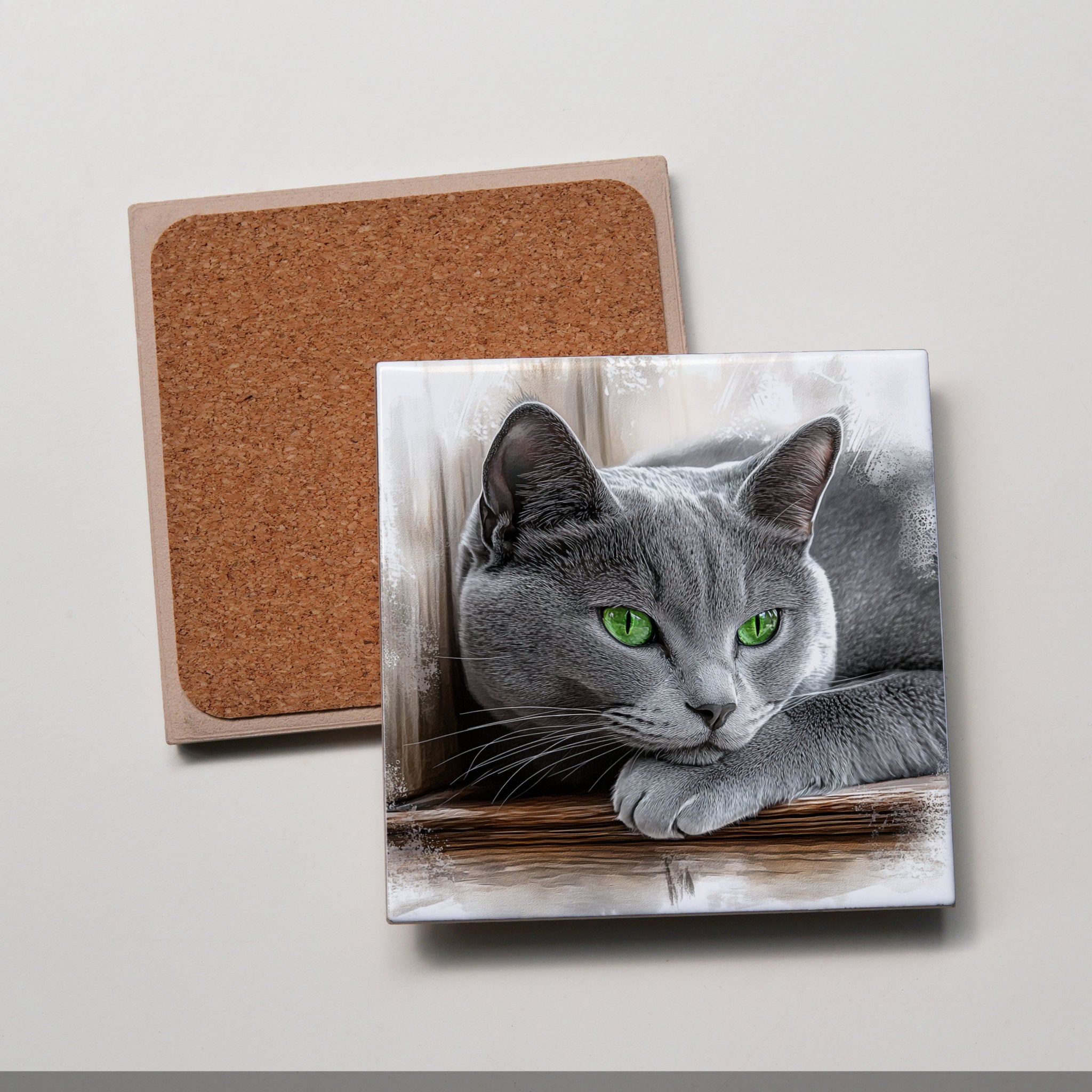Russian Blue - Lying LR - Coaster