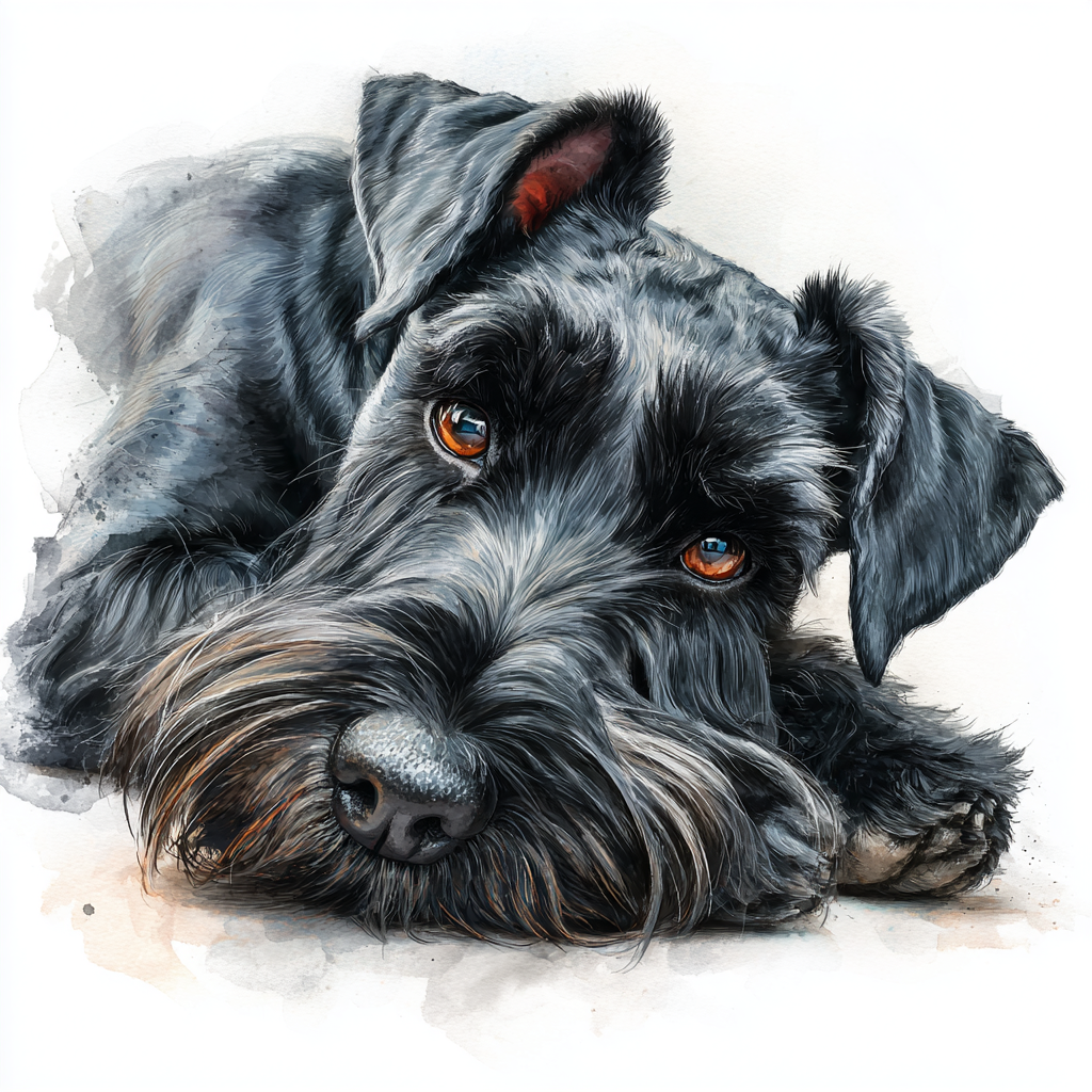 Schnauzer - Black - Lying Down HD - Coaster
