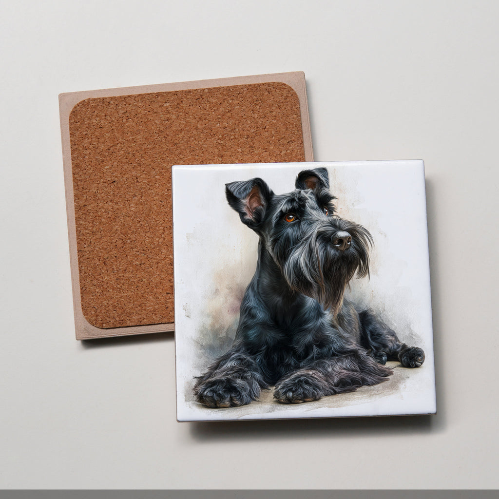 Schnauzer - Black - Lying Down HU - Coaster