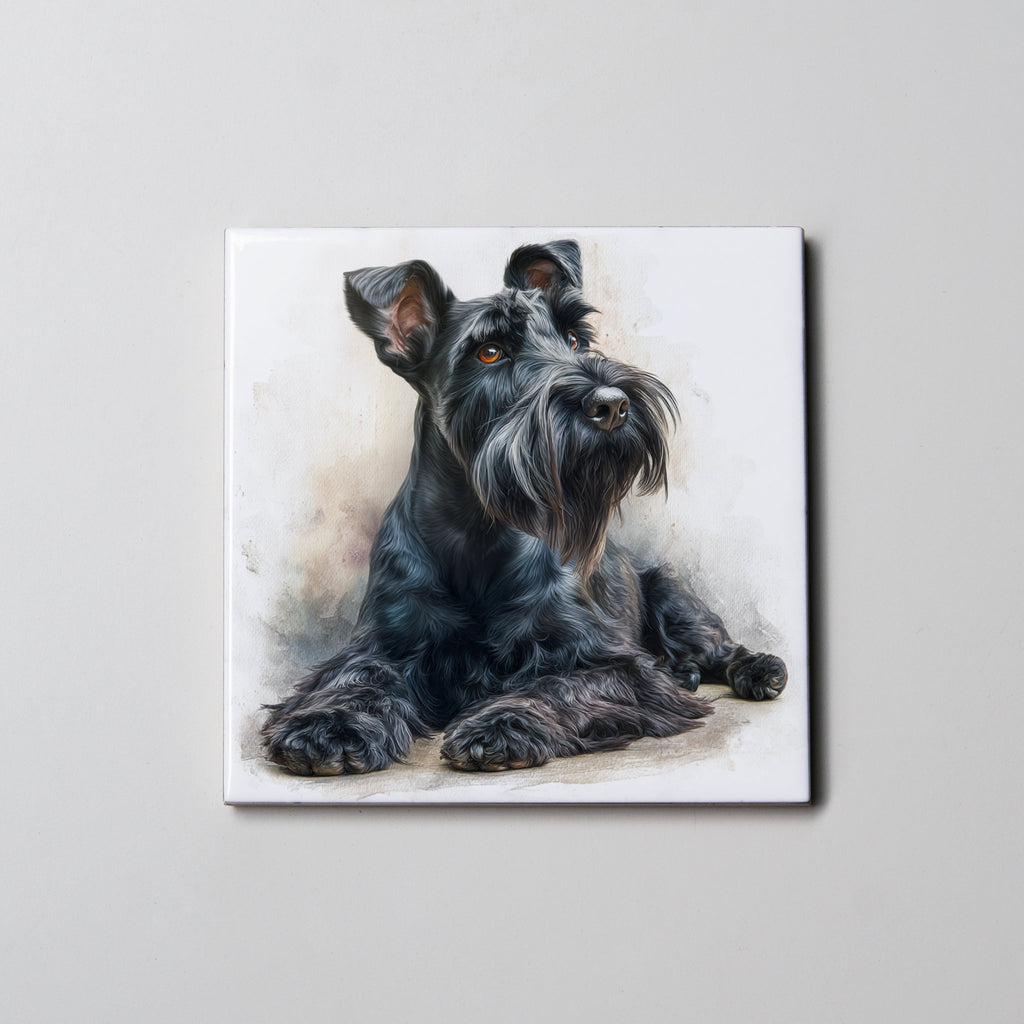 Schnauzer - Black - Lying Down HU - Coaster