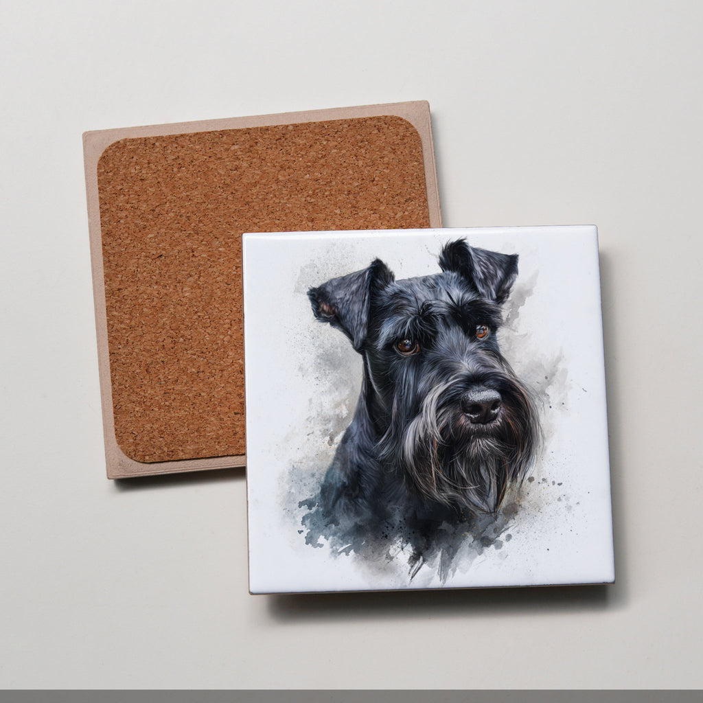 Schnauzer - Black - Portrait - Coaster