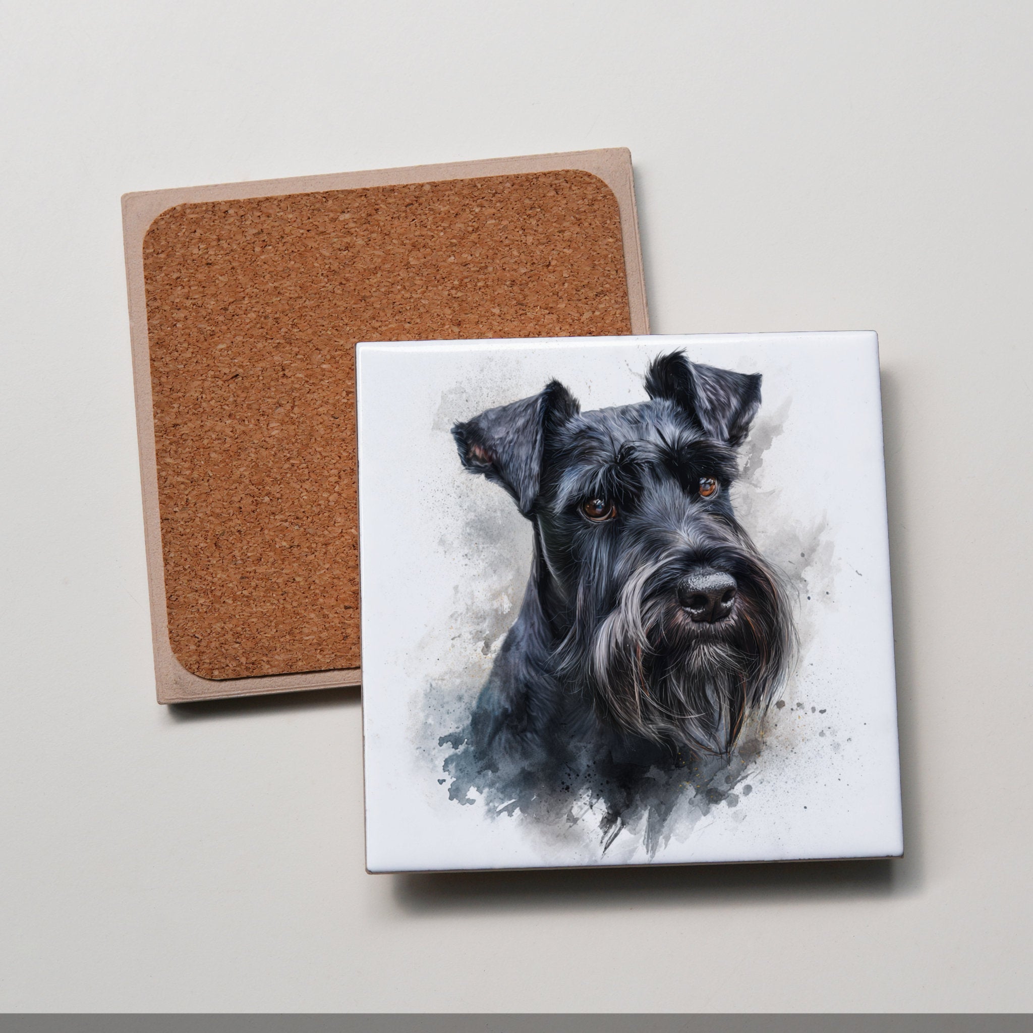Schnauzer - Black - Portrait - Coaster