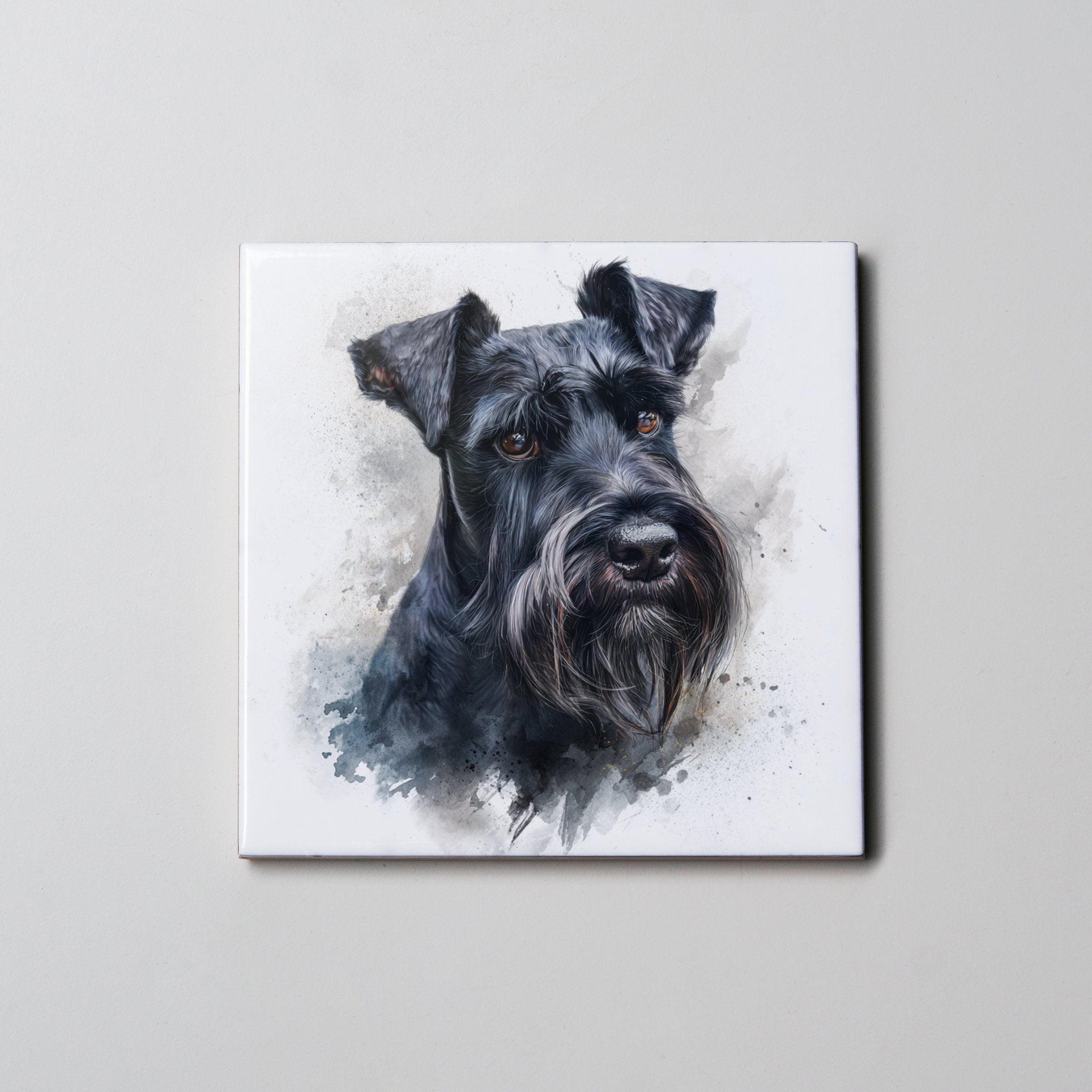 Schnauzer - Black - Portrait - Coaster