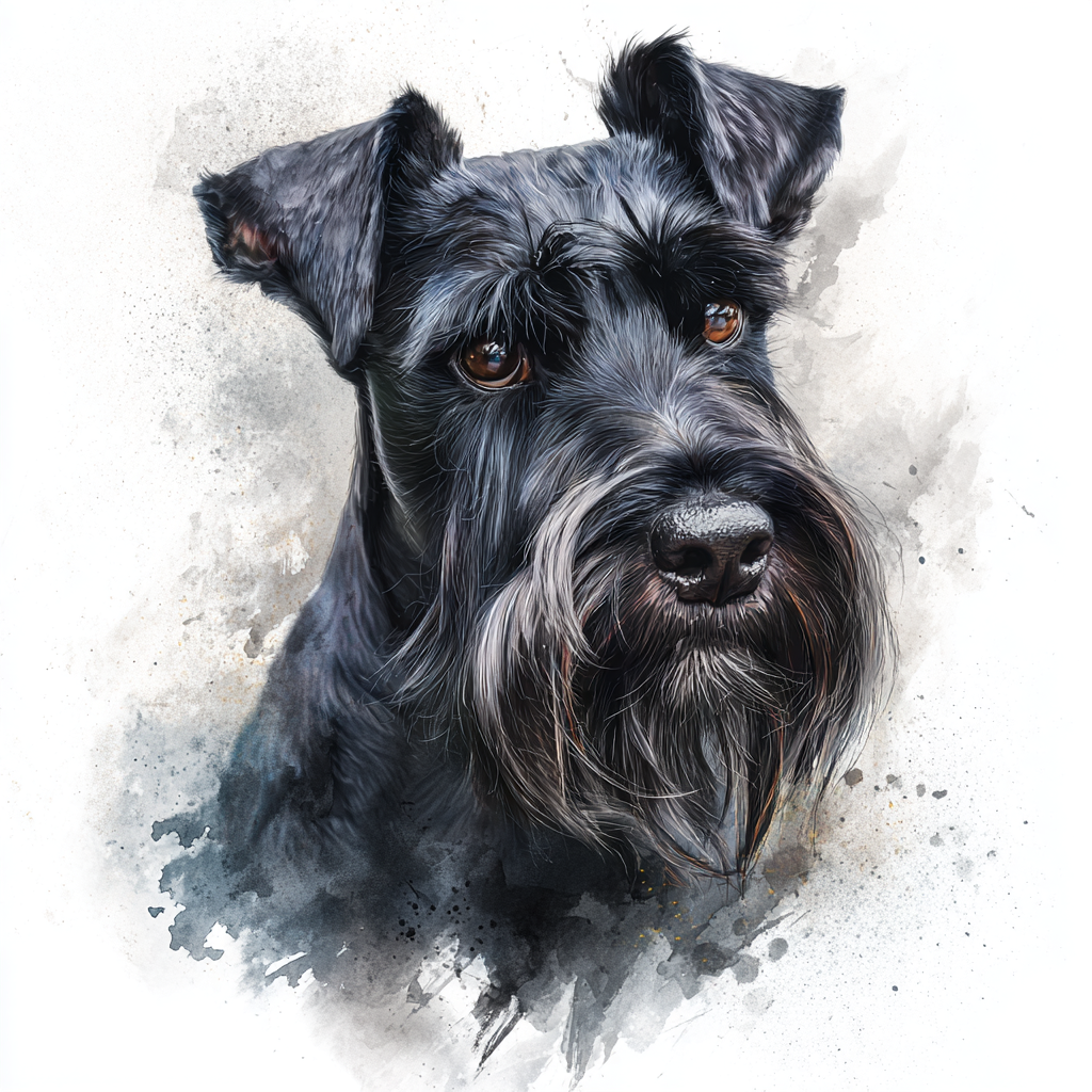 Schnauzer - Black - Portrait - Coaster