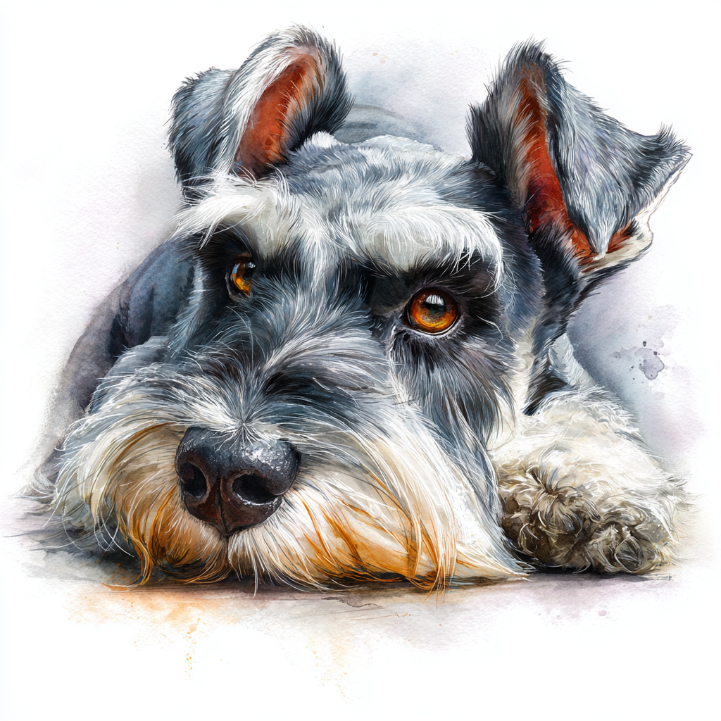Schnauzer - Grey - Lying Down - Coaster