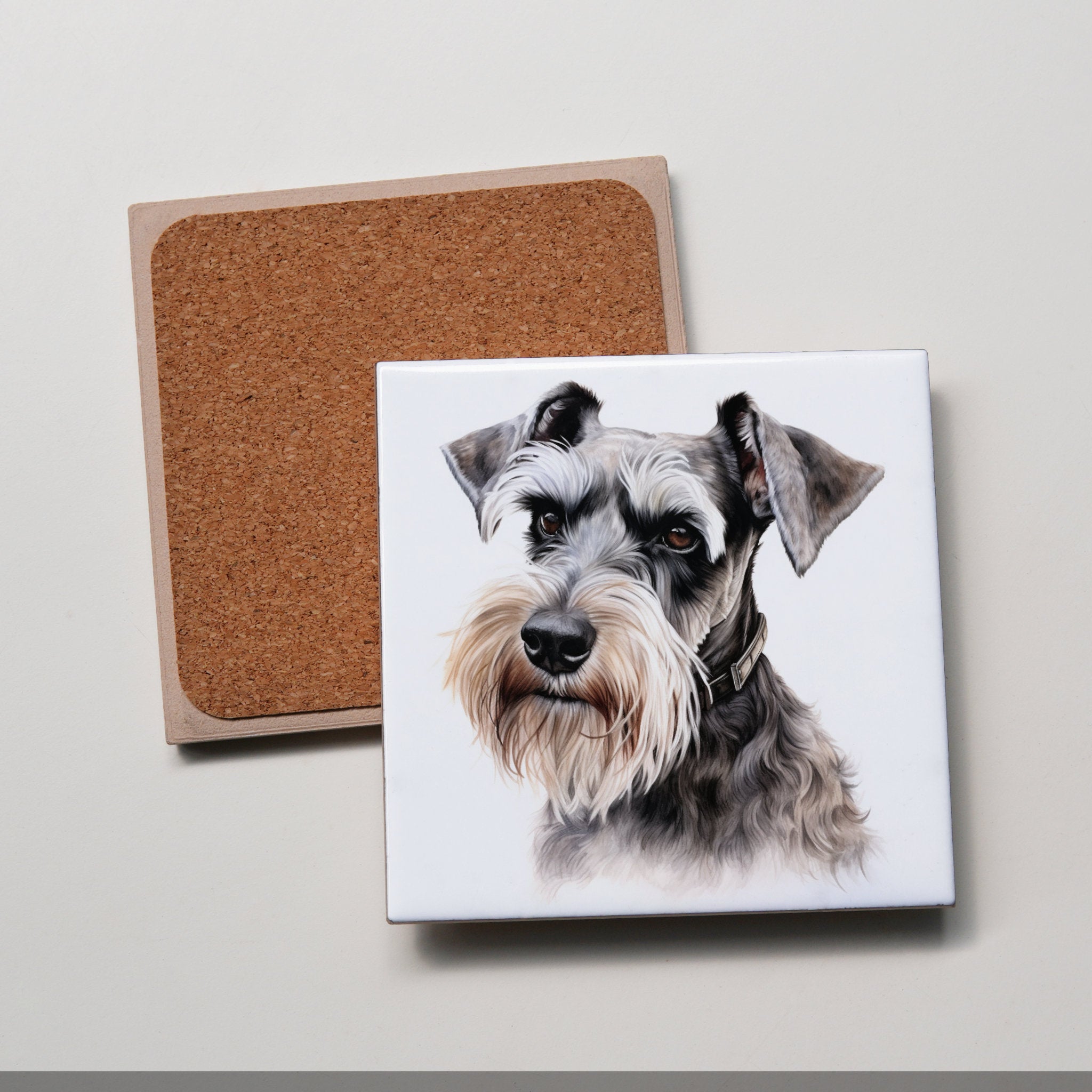 Schnauzer - Grey - Portrait - Coaster