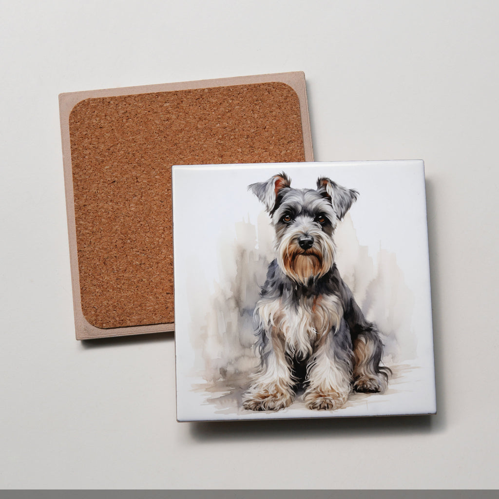 Schnauzer - Grey - Sitting - Coaster