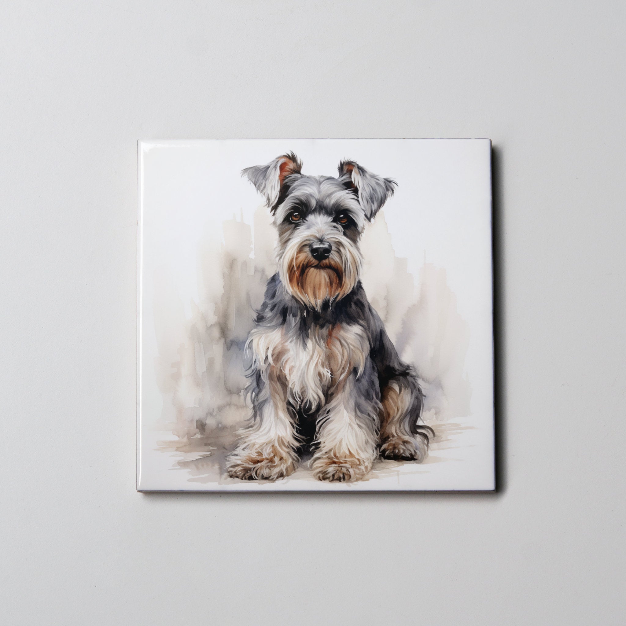 Schnauzer - Grey - Sitting - Coaster