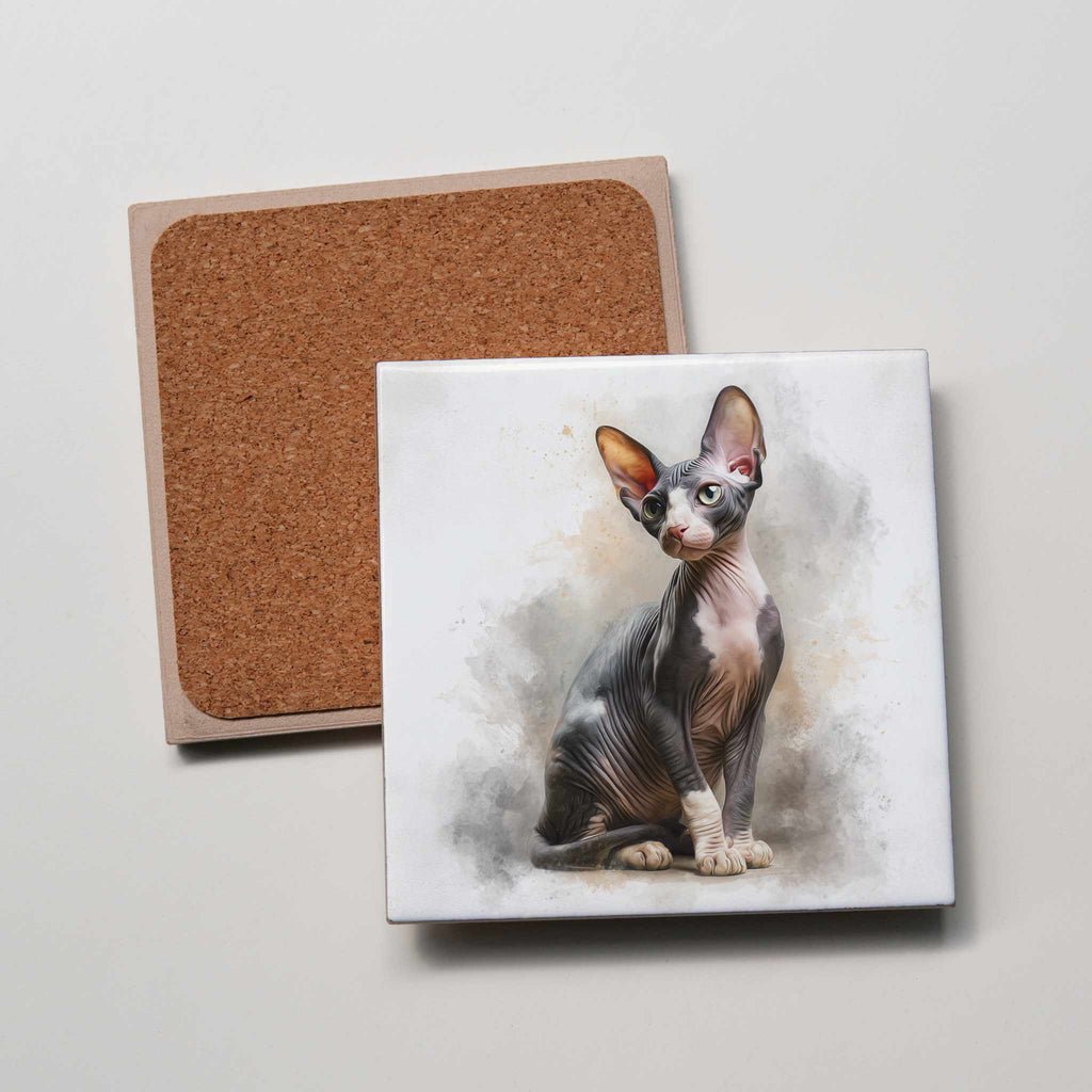 Sphinx hairless Cat Sitting Cat - Coaster