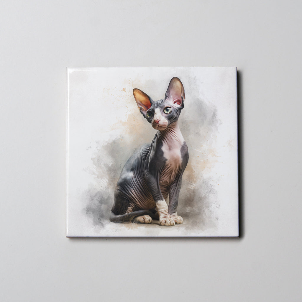 Sphinx hairless Cat Sitting Cat - Coaster