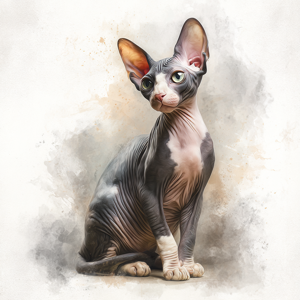 Sphinx hairless Cat Sitting Cat - Coaster