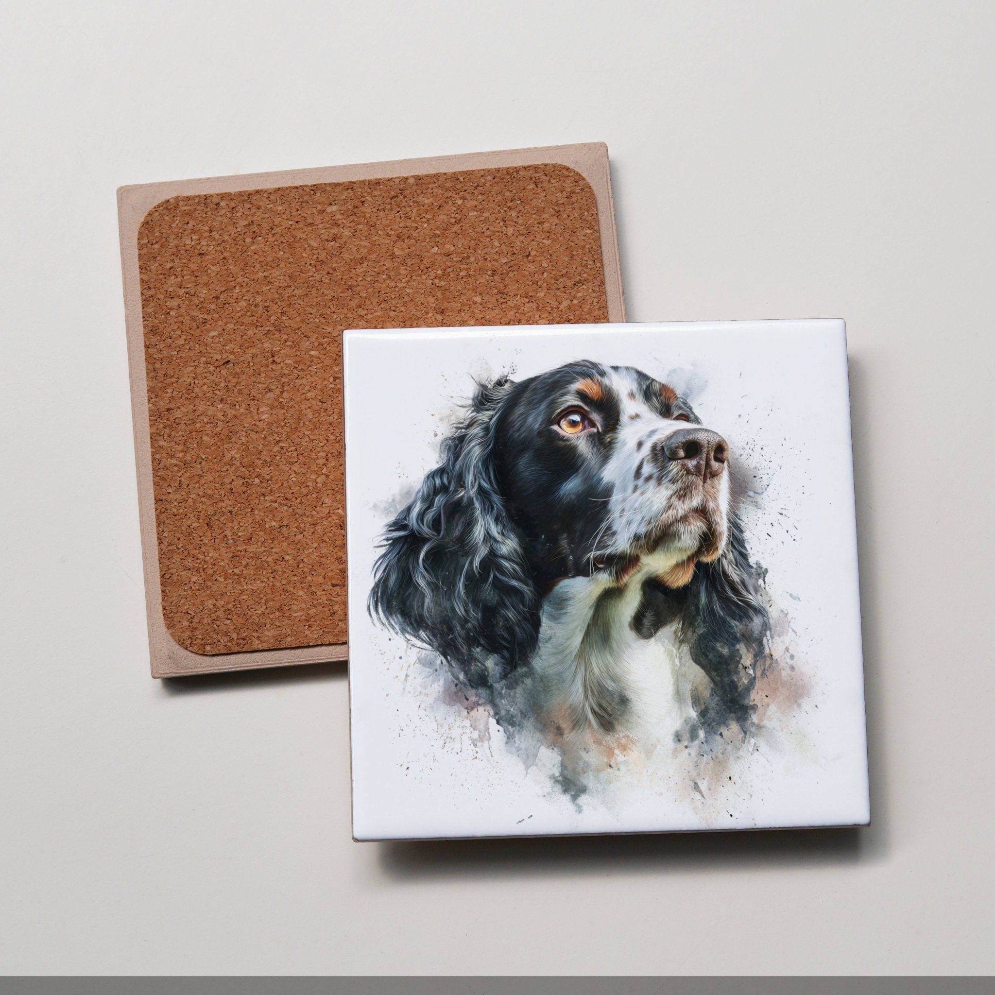 Springer Spaniel - Black - Portrait - Coaster