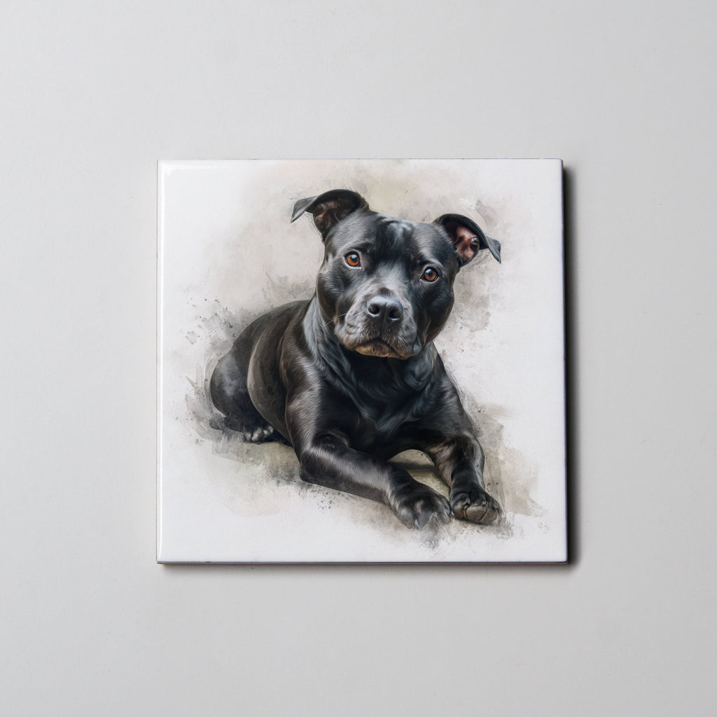 Staffordshire Bull Terrier - Black -HU - Coaster