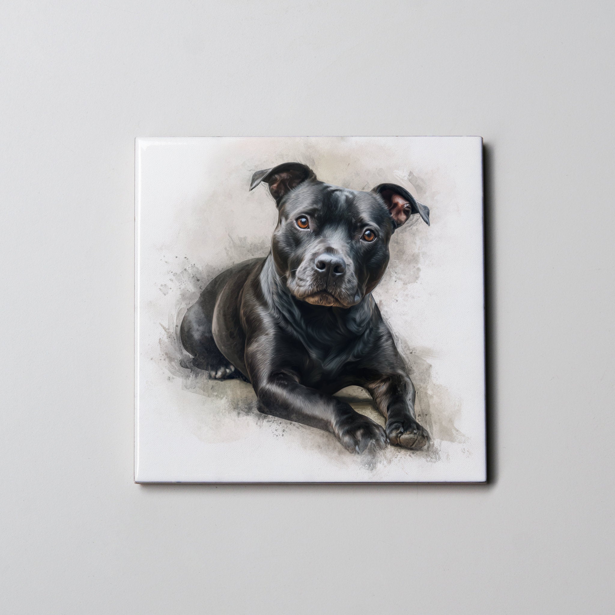 Staffordshire Bull Terrier - Black -HU - Coaster