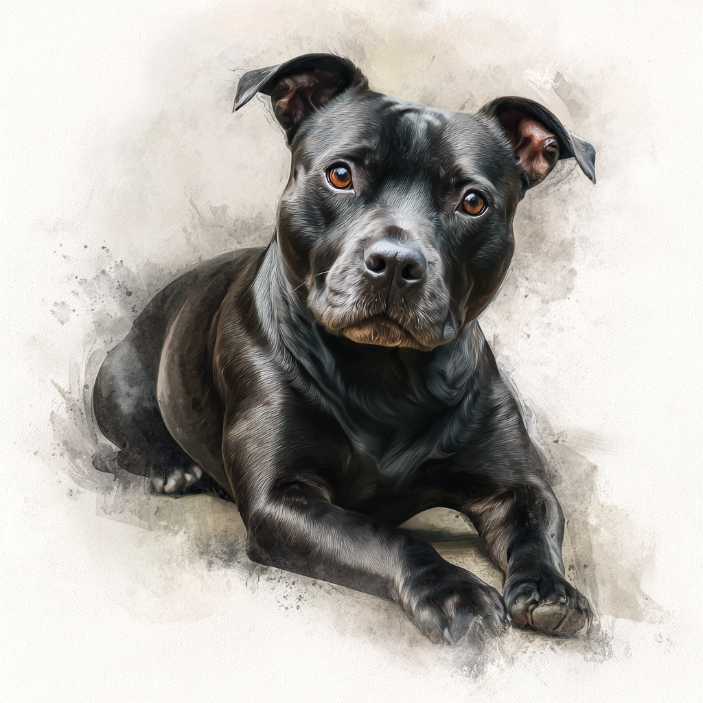 Staffordshire Bull Terrier - Black -HU - Coaster