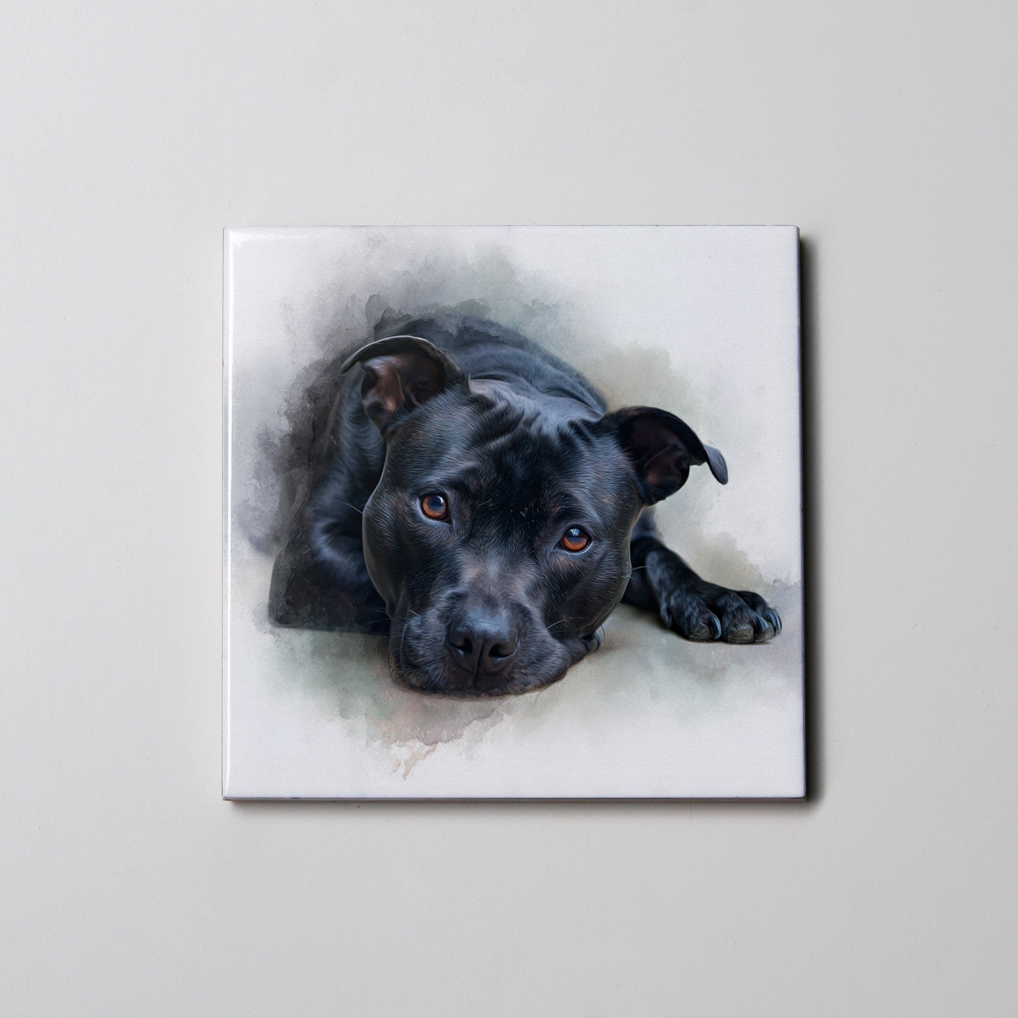Staffordshire Bull Terrier - Black -LD - Coaster