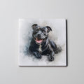 Staffordshire Bull Terrier - Black  with white strip -LD - Coaster